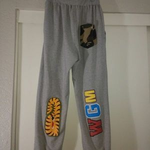 grey bape joggers
